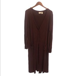 Daytrip ribbed cardigan duster in eggplant.